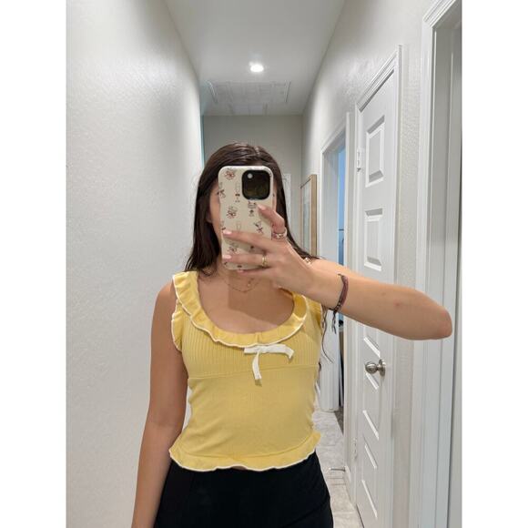 Kimichi Blue yellow bow ribbed tank - size small - Picture 2 of 4